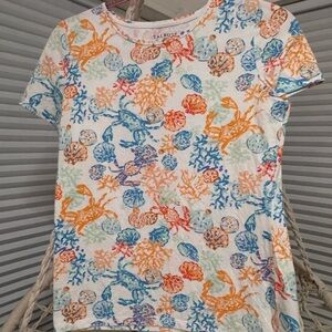 Talbots Colorful Sea Life Print T-Shirt